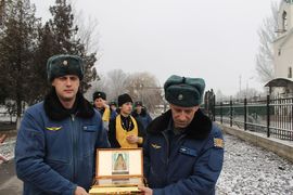 Александро-Невский, гарнизонный Храм встретил ковчег с мощами прп.Севастиана Карагандинского